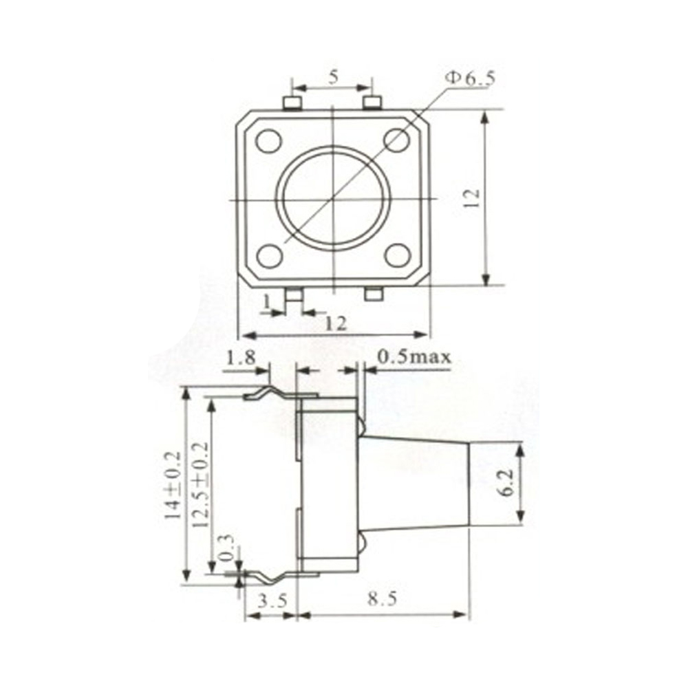 Pulsador Tact Switch 4 Patas 12x12x8,5mm 0093-8