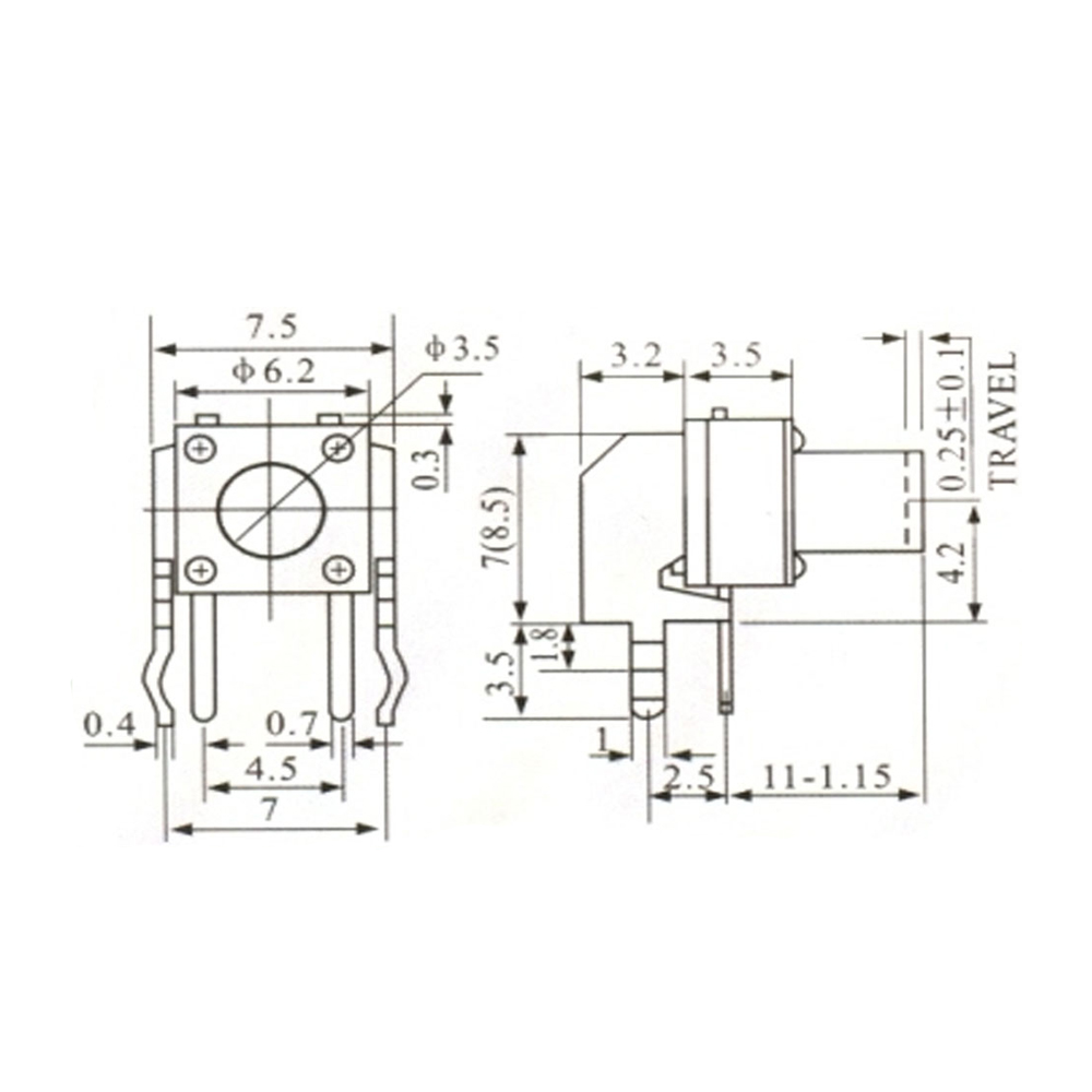 Pulsador Tact Switch 4 Patas 7,5x7,5x11mm 0083