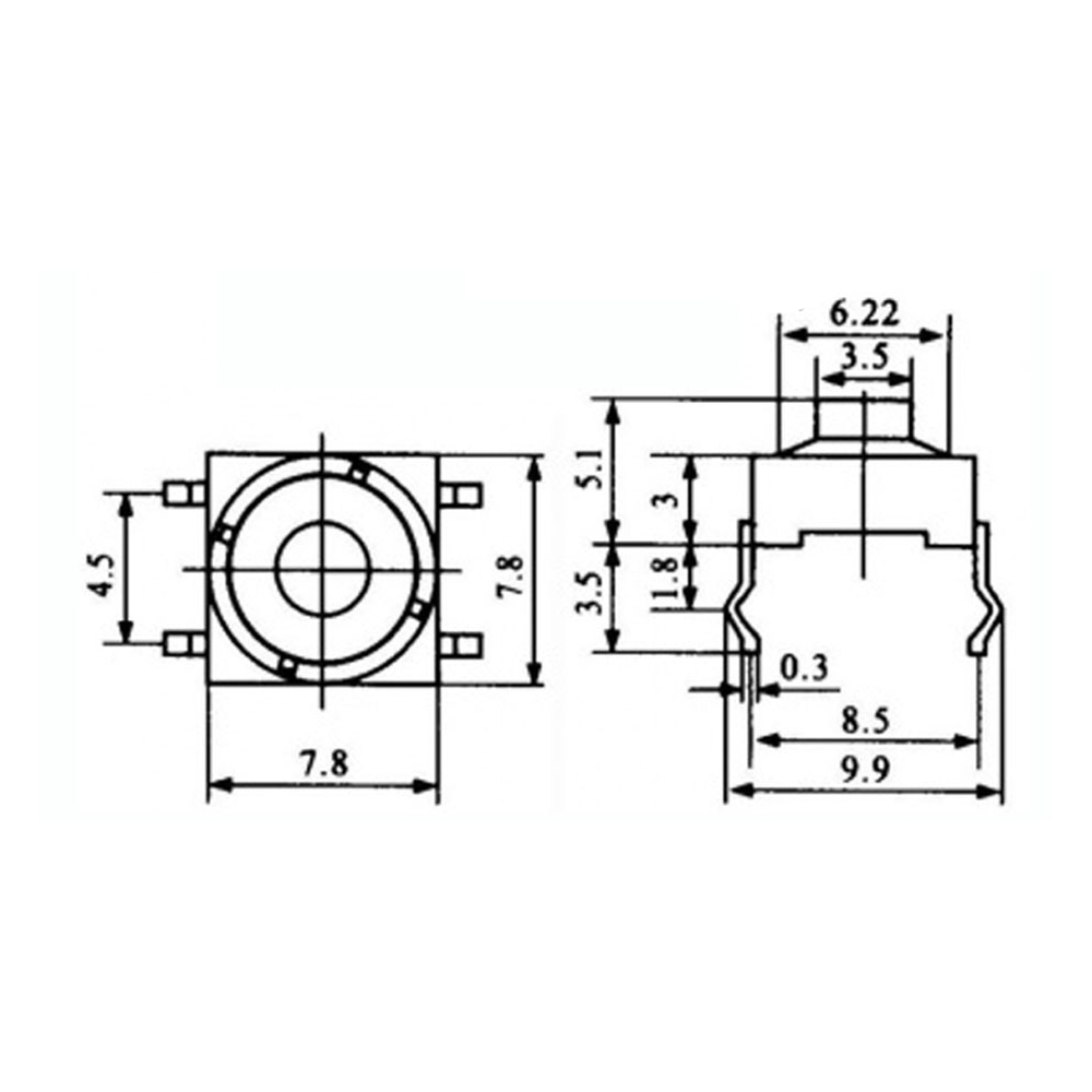 Pulsador Tact Switch 4 Patas 8x8x5.1mm 0088-2