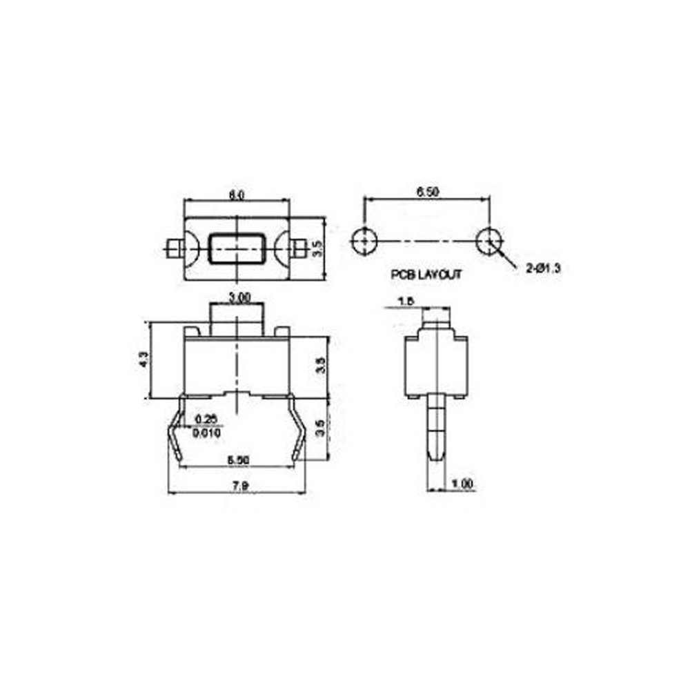 Pulsador Táctil Switch 2 Patas SMD 3x6x5mm 0092-3