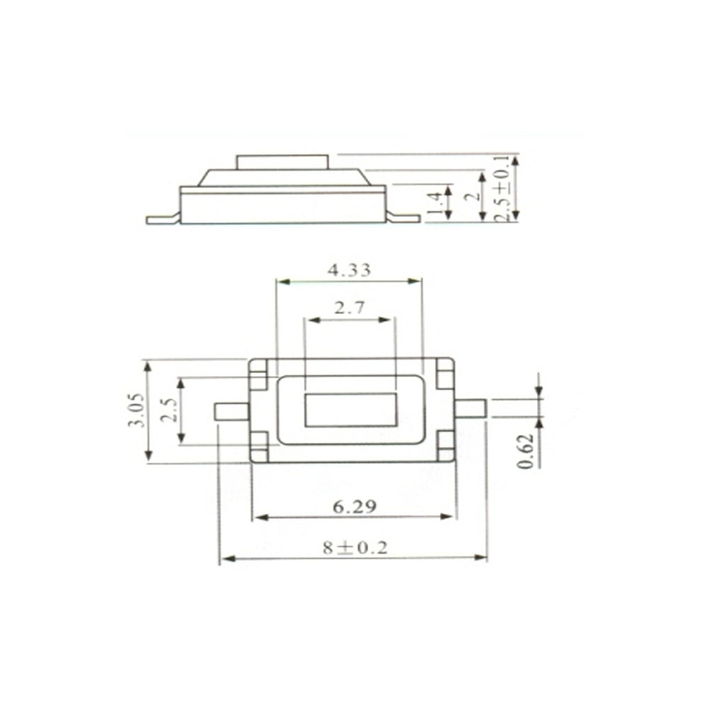 Pulsador Tact Switch de 2 Patas SMD 3x6x2,5mm 0092