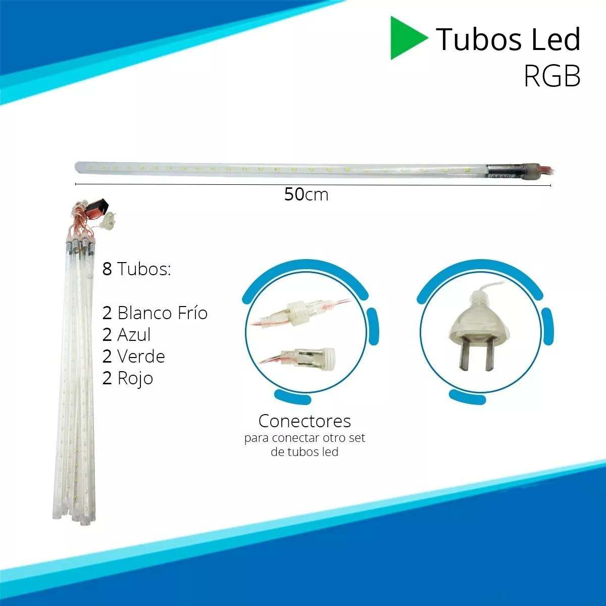 Lluvia Led Efecto Cascada Meteorito 8 Tubos Luz RGB Fría Cálida 220V