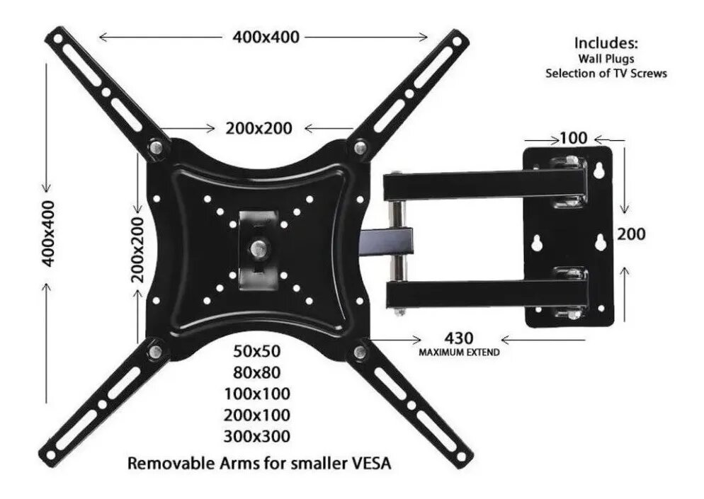 Soporte TV LED Móvil Brazo Articulado 32 42 43 50 52 55