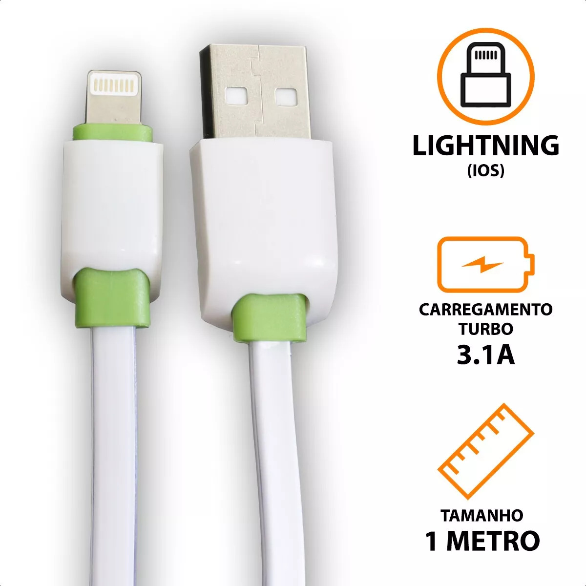 Cable Cargador Lightning Para iPhone 1 Metro Colores