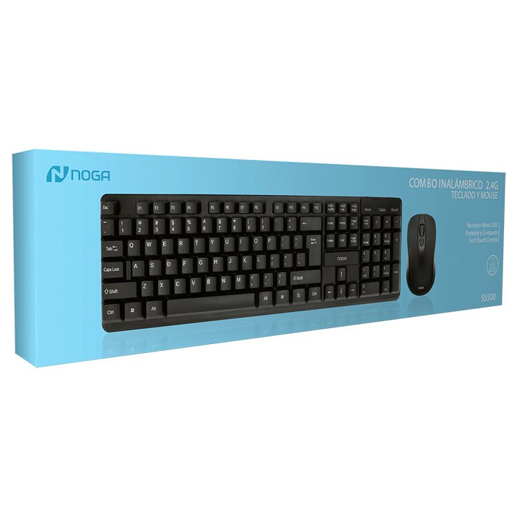 Kit Teclado y Mouse Inalámbrico Noga S5500 Español Color Negro
