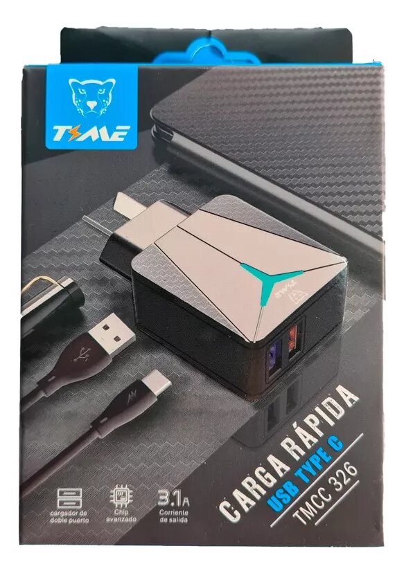 Cargador De Pared Carga Rapida + Cable Tipo-C 3.1a Tmcc326