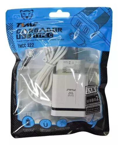 Cargador Tipo C + 2 Usb 3.1a Carga Rapida Tmcc322