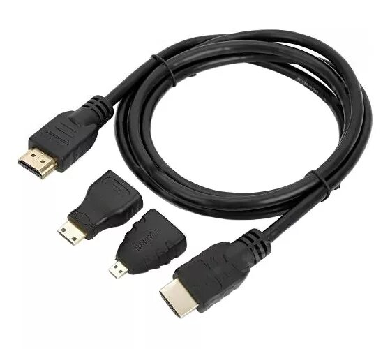 Cable HDMI + Adaptadores Micro HDMI y Mini HDMI