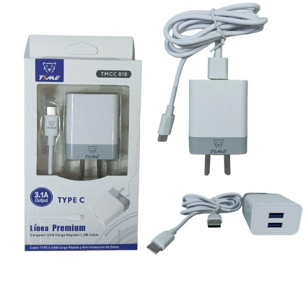 Cargador Time 2 Puertos USB + Cable Micro USB 3.1A TMCC817