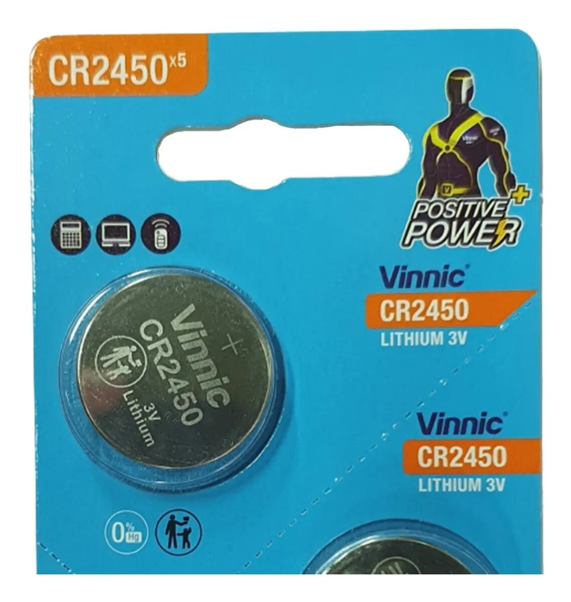 Pila Botón Vinnic CR2450 Litio 3V x unidad