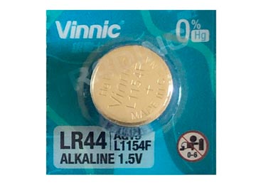 Pila Botón Vinnic LR44 L1154F Alcalina 1.5V x Unidad