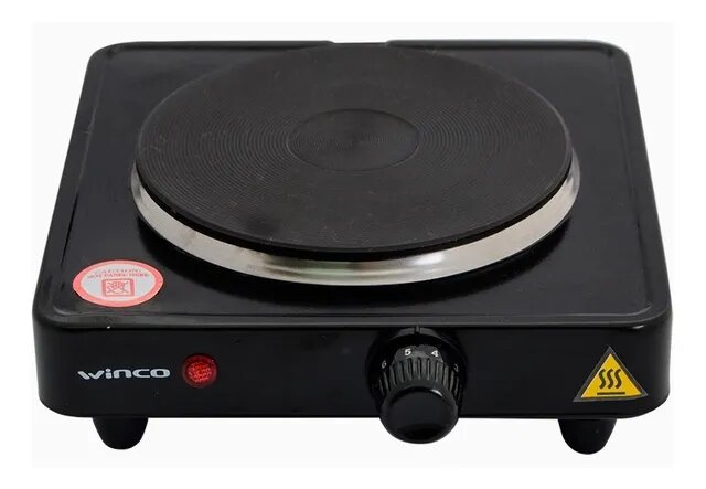 Anafe Eléctrico Winco W1040 1 Hornalla 1000W Con Termostato Bajo Consumo