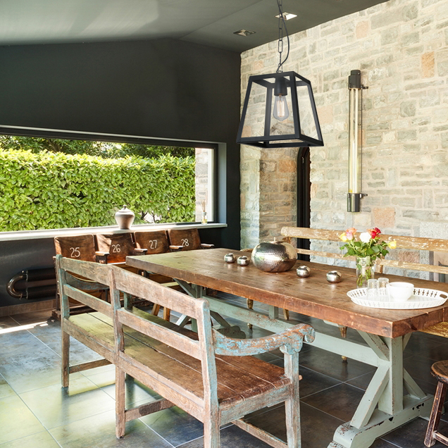 Colgante Cubo Prisma 1 Luz E27 Hierro Color Negro