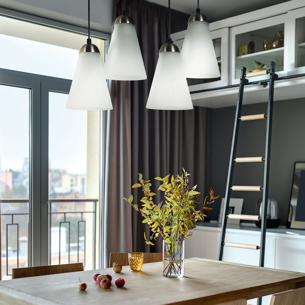 Colgante 1 Luz E27 Clásico Con Tulipa Blanca Base Cuadrada Metálica