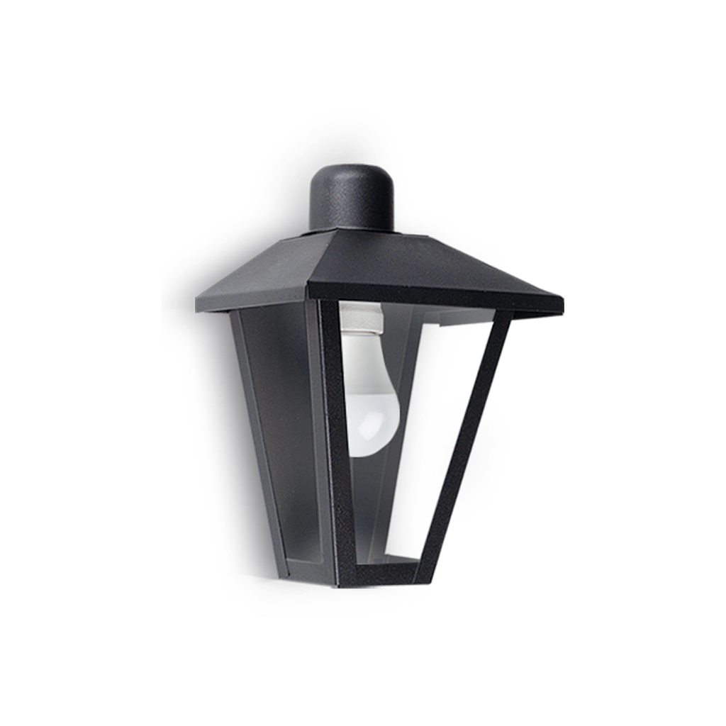 Farol De Chapa 1 Luz E27 Tipo Colonial Para Exterior Color Negro