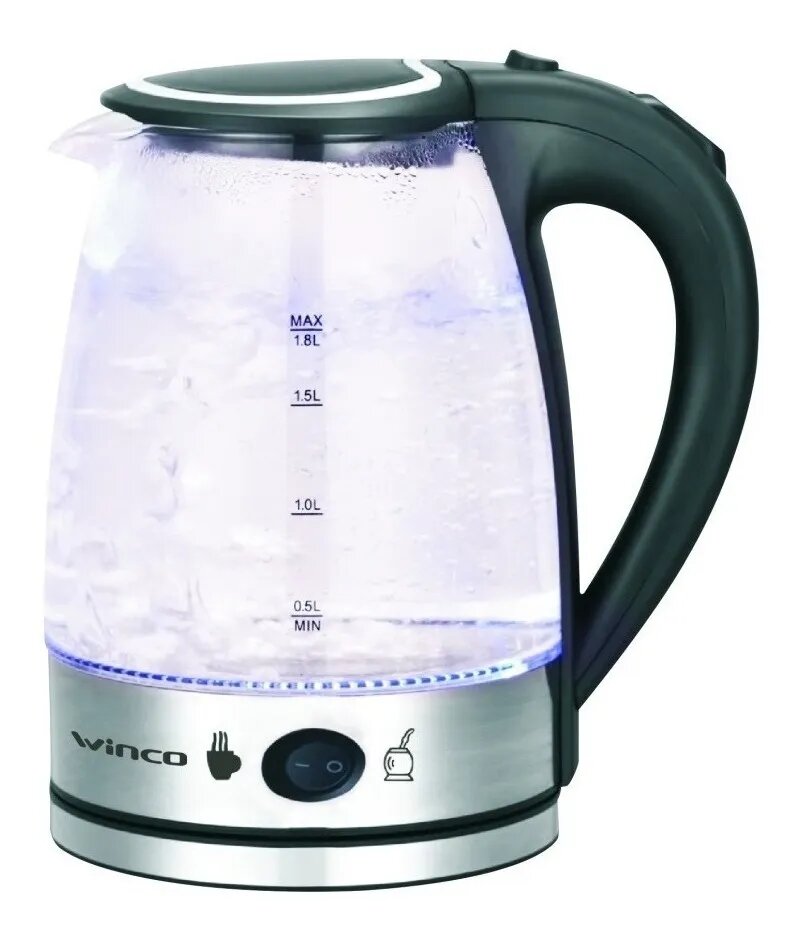 Pava Jarra Eléctrica Corte Mate Café Té Vidrio Luz Winco W714