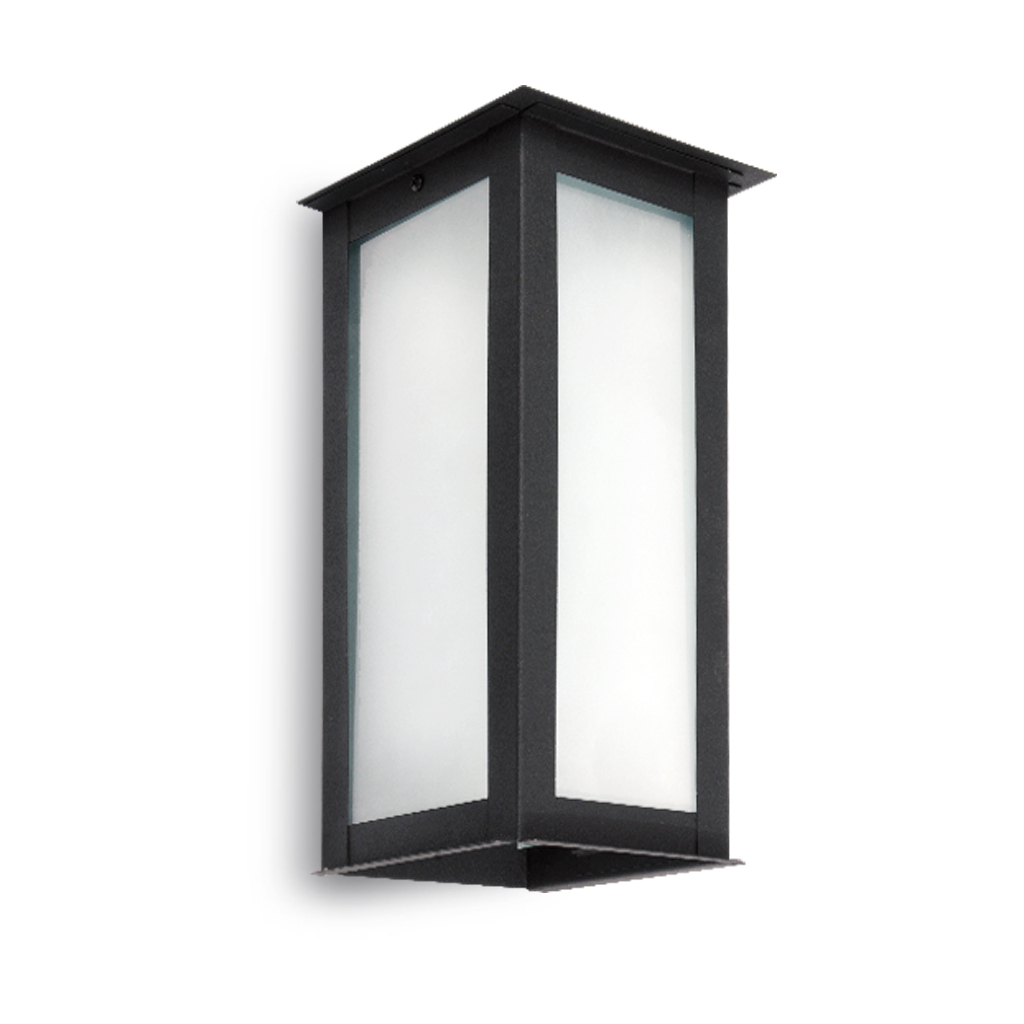 Farol Cuadrado De Chapa 1 Luz E27 Tipo Moderno Para Exterior Color Negro