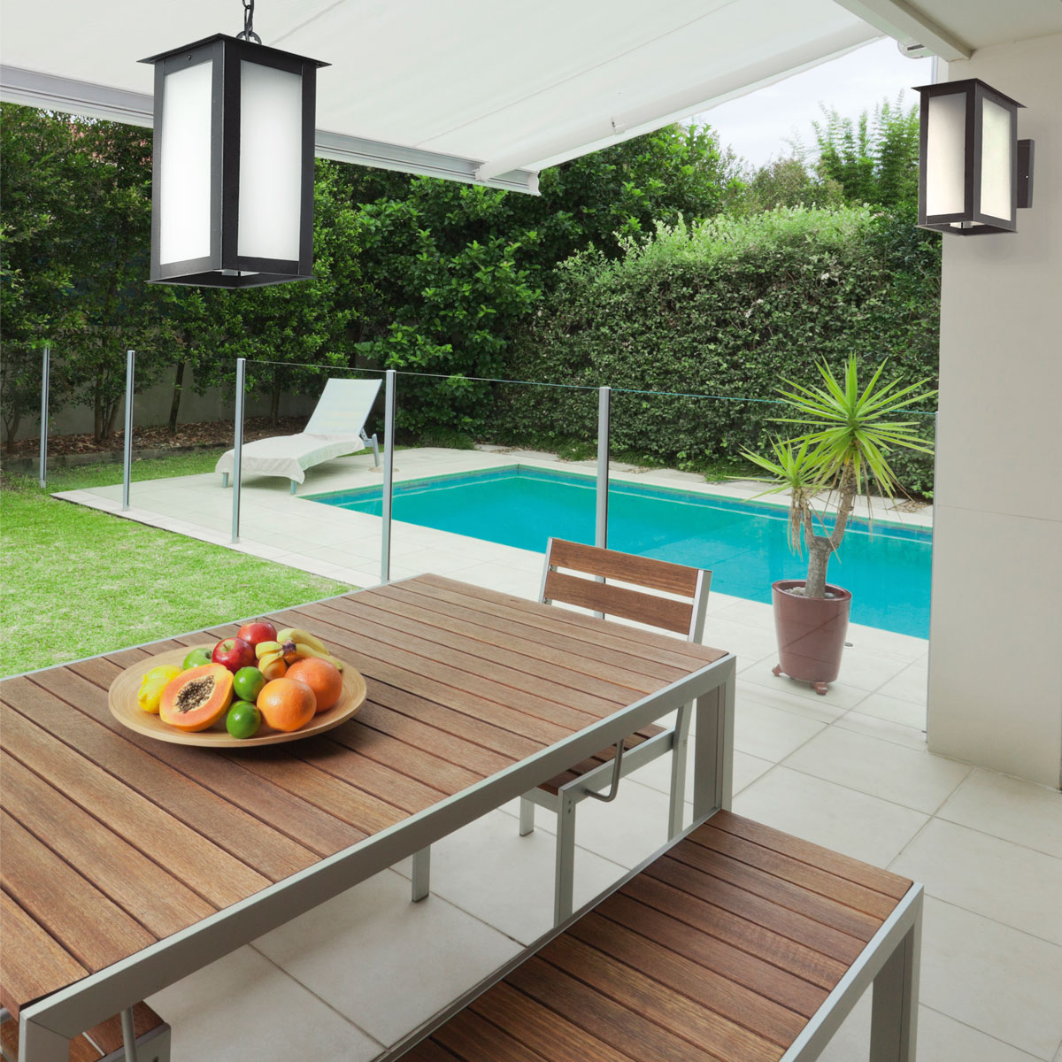 Farol Cuadrado De Chapa 1 Luz E27 Tipo Moderno Para Exterior Color Negro