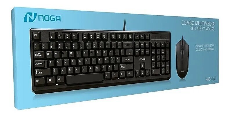 Kit Teclado y Mouse PC USB Combo Noga NKB-101 con Cable USB