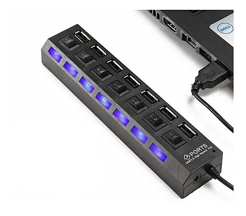 Hub USB Multiplicador 7 Puertos USB Luz LED PC Notebook
