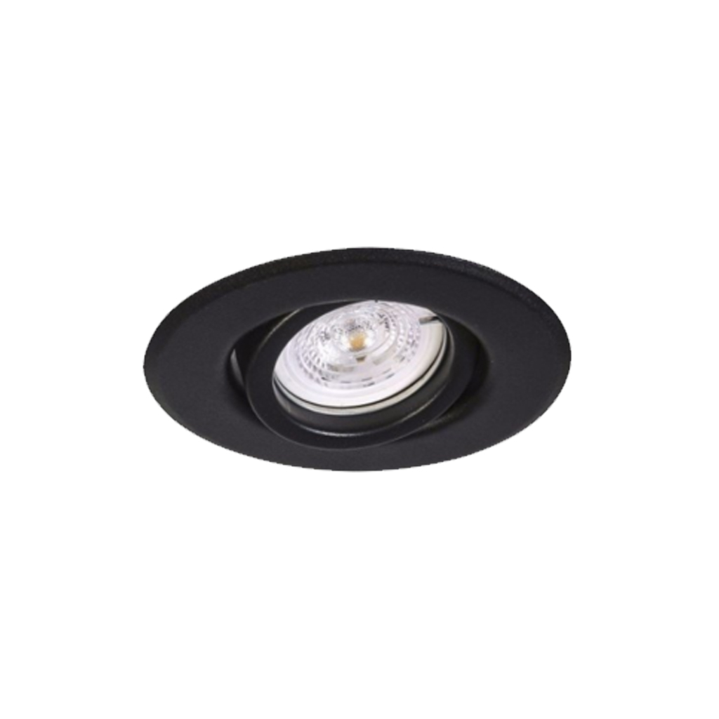 Spot De Embutir Redondo 93mm Para Dicroica Móvil Policarbonato Color Negro