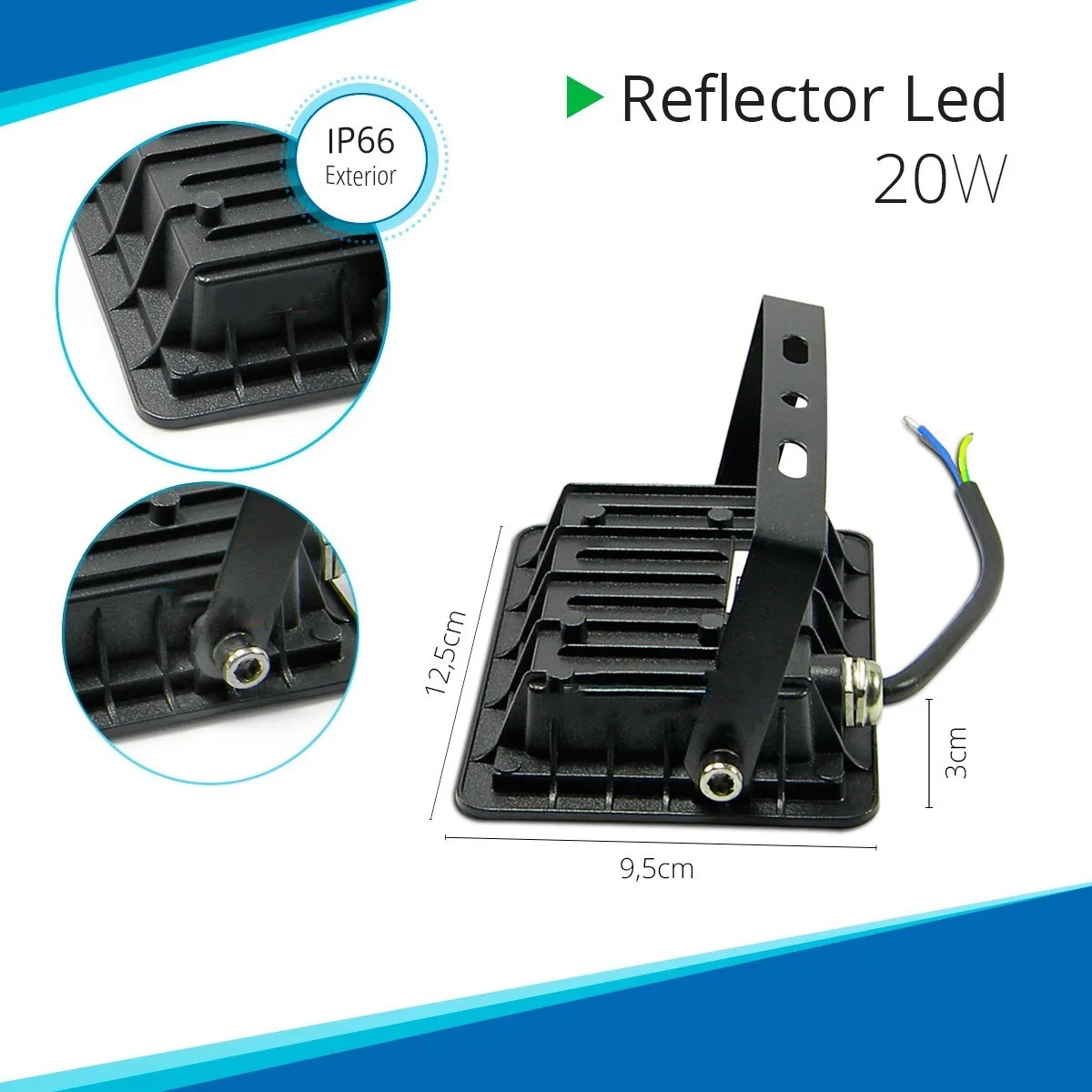 Reflector LED 20W 220V IP65 Blanco Frío Alta Potencia