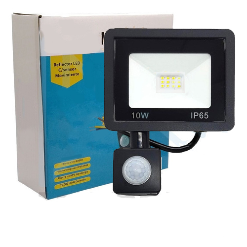 Reflector LED 10W con Sensor de Movimiento 220V Exterior IP66 Blanco
