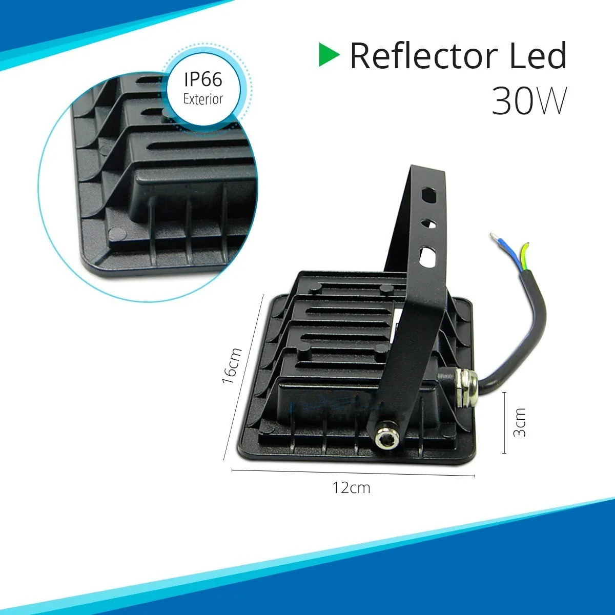 Reflector LED 30W 220V IP65 Blanco Frío Alta Potencia