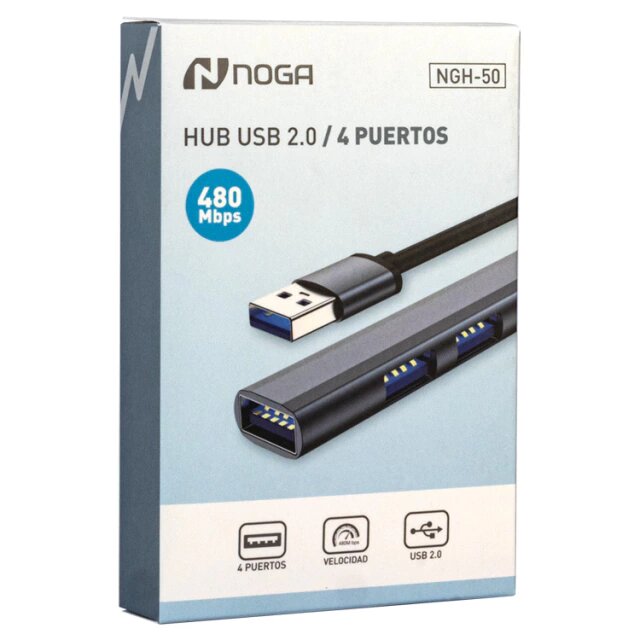 Hub USB 4 Puertos 2.0 Multiplicador USB Zapatilla Noga NGH50