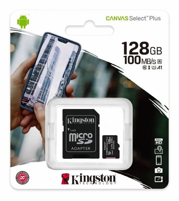 Memoria Kingston Micro SD 128GB Con Adaptador Clase 10