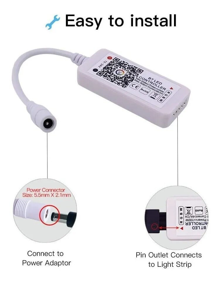 Controladora RGBW App para Tira de Leds Perfil Bluetooth