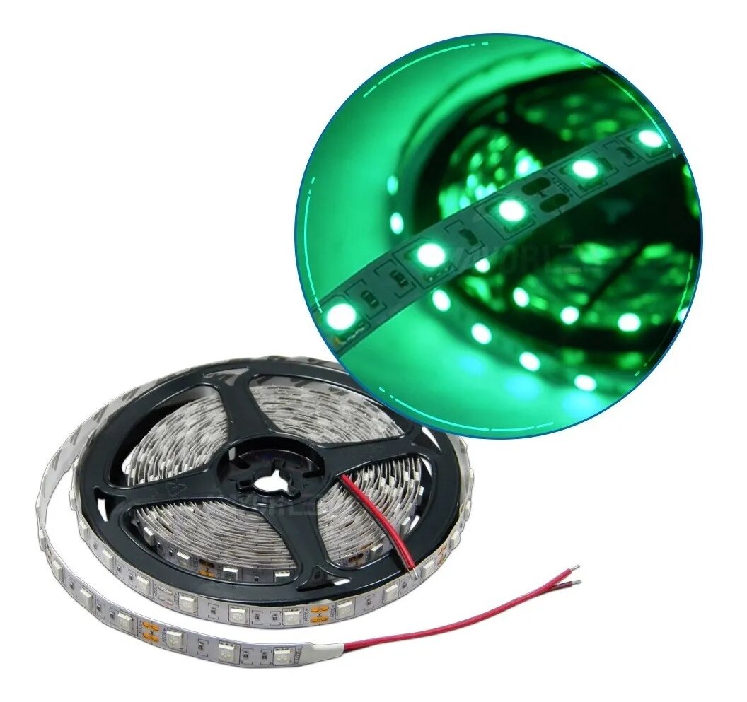 Tira LED 5050 12V Para Interior IP20 5m Color Verde