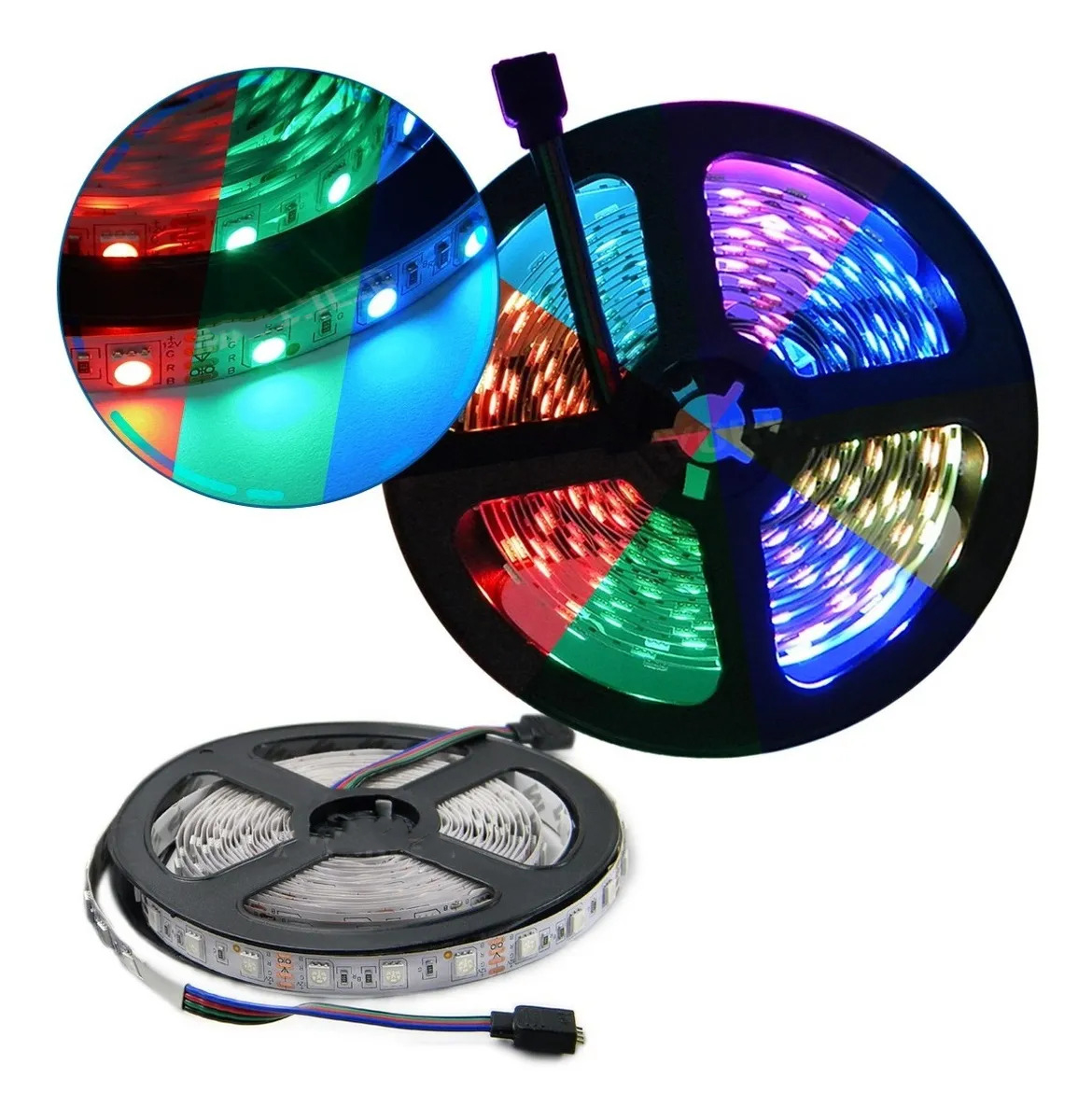 Tira LED 5050 RGB interior IP20 5 mts 12V