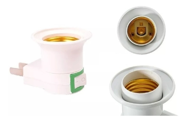 Portalámparas Adaptador E27 Tecla Enchufe Velador Luz Noche