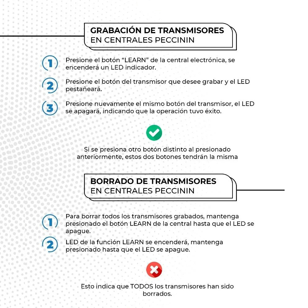 Control Remoto Portón Eléctrico Peccinin Programable GA-015 (Control Virgen)