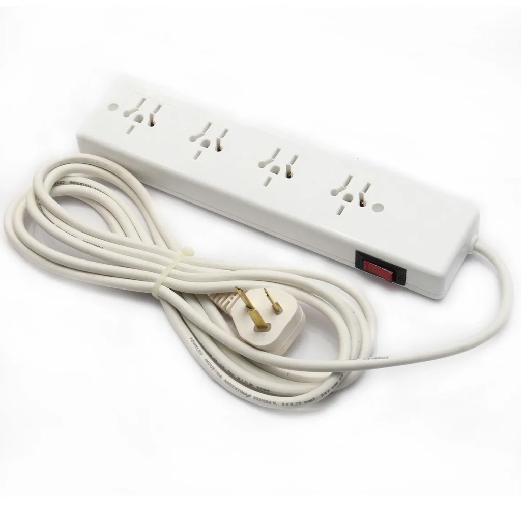 Zapatilla Prolongador Alargue 4 Tomas Multinorma 1,5 m Con Llave Térmica 10 A