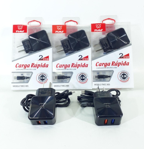 Cargador Celular Carga Rápida 3.1A Micro USB + 2 USB