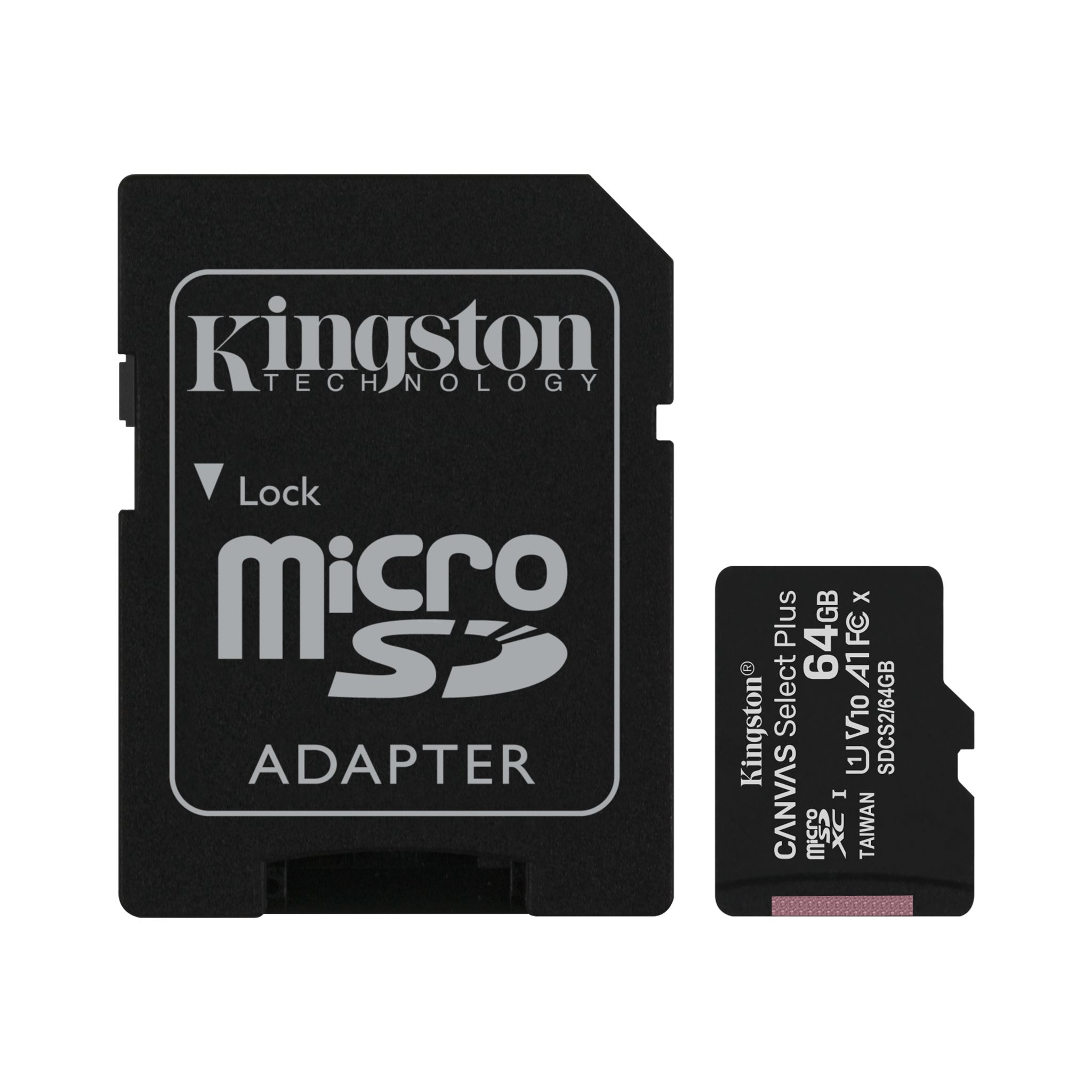 Memoria Kingston Micro SD 64 GB con Adaptador Clase 10.