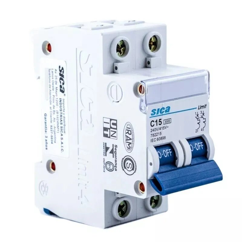 Llave Térmica 15 Amp Termomagnética Bipolar Sica 2x15