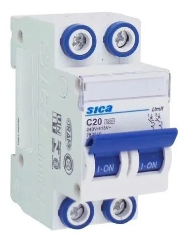 Llave Térmica 20 Amp Termomagnética Bipolar Sica 2x20