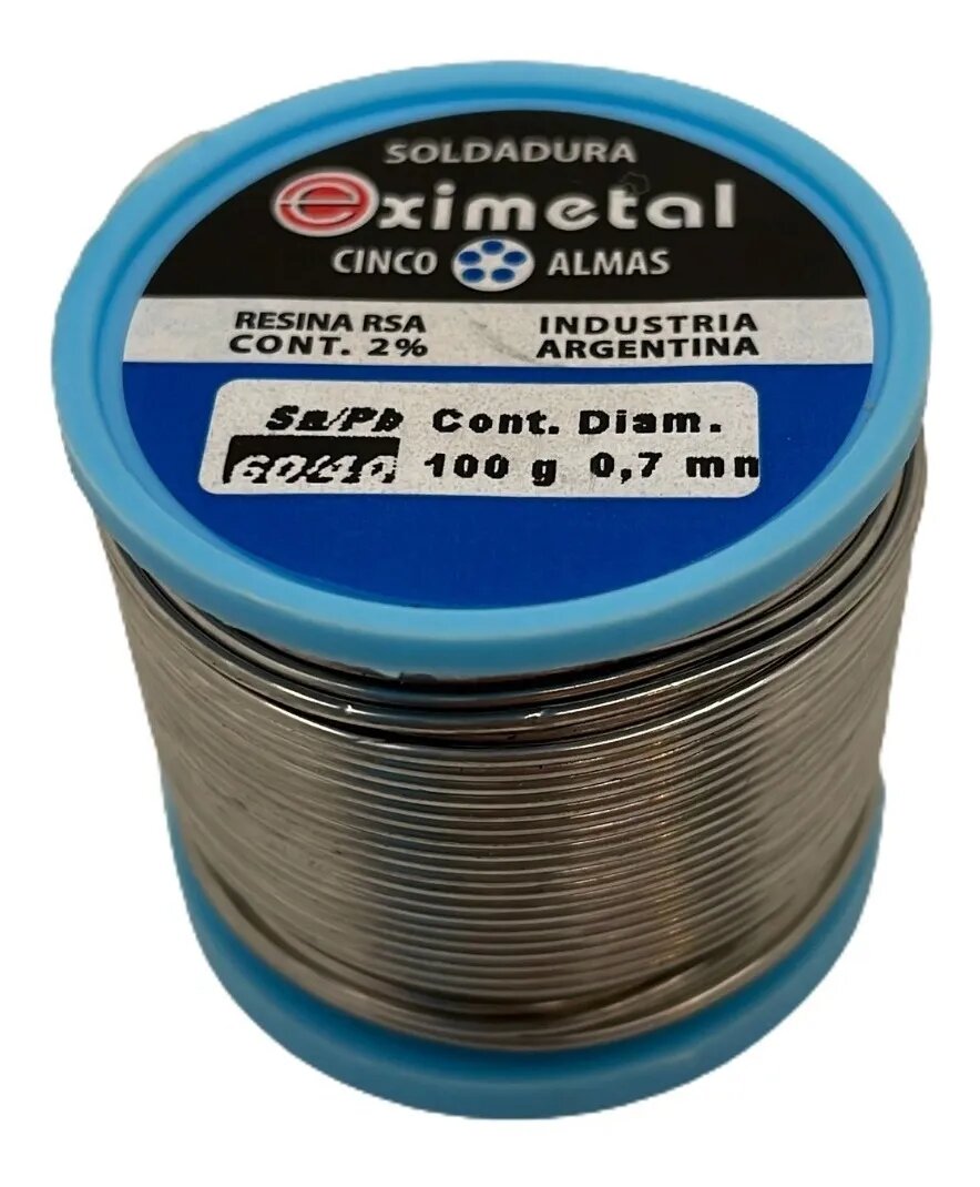 Estaño En Carrete 100g 60/40 Diámetro 0.7mm Eximetal