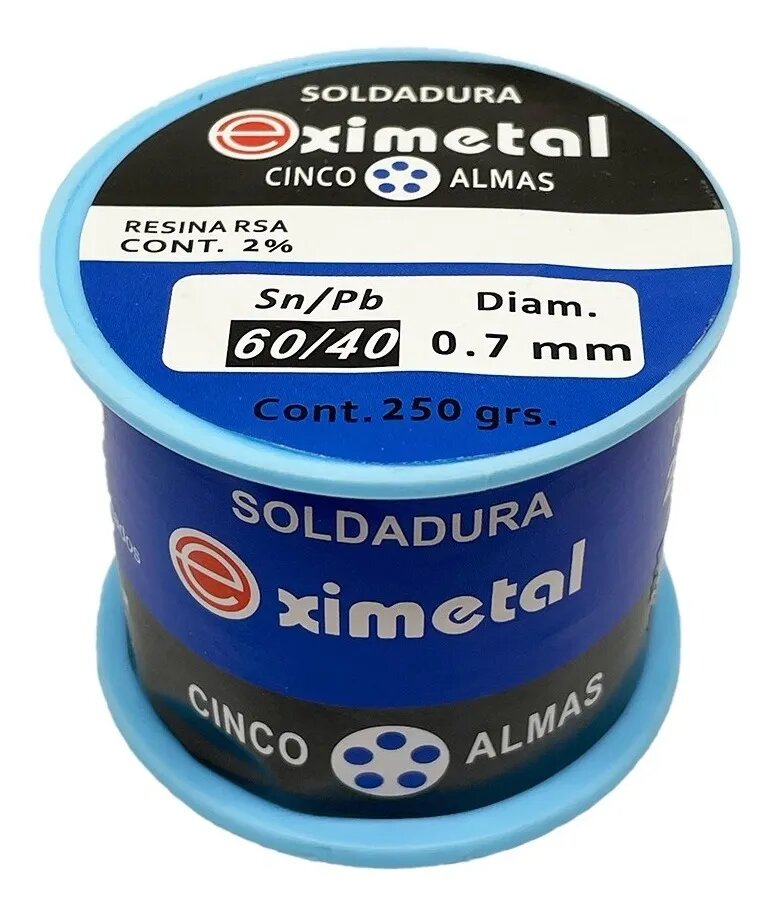 Estaño En Carrete 250g 60/40 Diámetro 0.7mm Eximetal