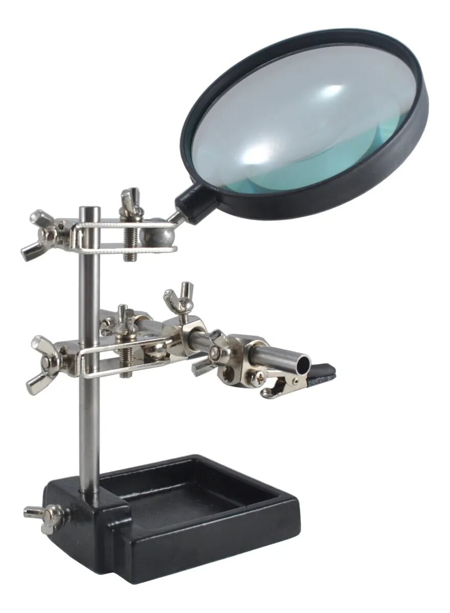 Soporte Soldador Con Lupa Regulable Pinzas Cautín