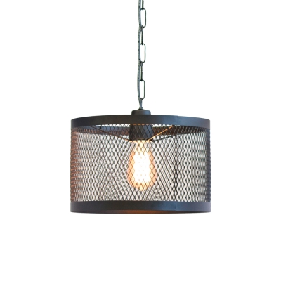 Colgante De Hierro Con Malla Metálica Y Cadena 1 Luz E27 Color Negro