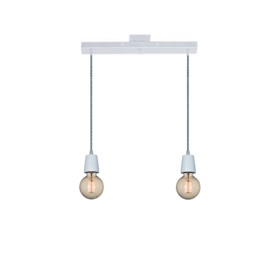 Colgante para 2 Luces E27 de Cable Textil + Riel Color Blanco