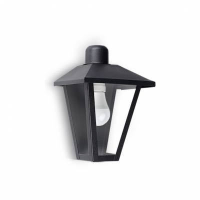 Farol De Chapa 1 Luz E27 Tipo Colonial Para Exterior Color Negro