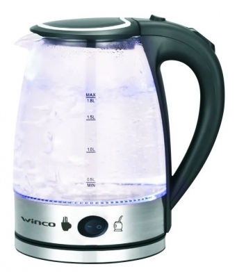 Pava Jarra Eléctrica Corte Mate Café Té Vidrio Luz Winco W714
