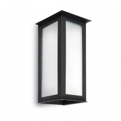 Farol Cuadrado De Chapa 1 Luz E27 Tipo Moderno Para Exterior Color Negro