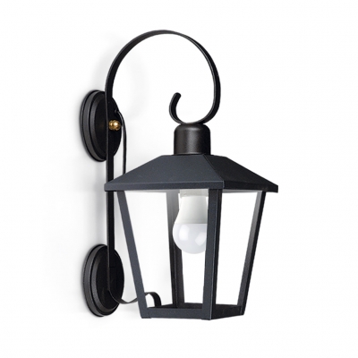 Farol De Chapa Con Mánsulas 1 Luz E27 Tipo Colonial Para Exterior Color Negro