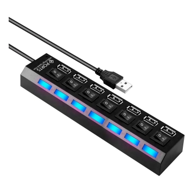 Hub USB Multiplicador 7 Puertos USB Luz LED PC Notebook